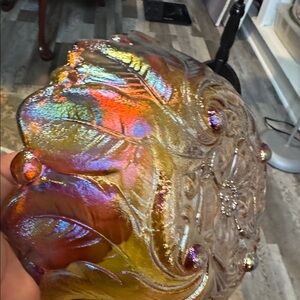 Vintage carnival glass amber color Decorative Glass Bowl - Home Art